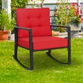 thumbnail image 4 of Gymax Outdoor Wicker Rocking Chair with Red Cushion, 4 of 10