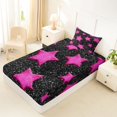 thumbnail image 2 of Manfei 3D Kawaii Stars Print Twin Fitted Sheet,Cute Cartoon Themed Bedding,Pink Black,2-Piece, 2 of 4