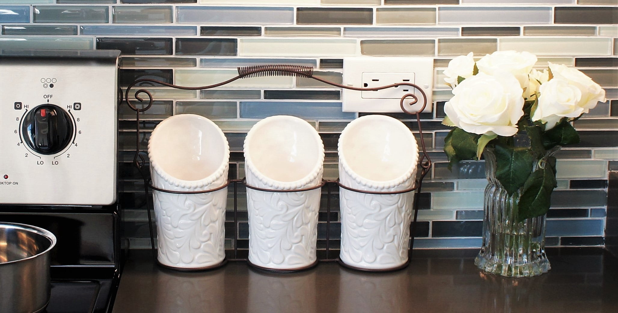 Kitchen Utensil Holder Set - White