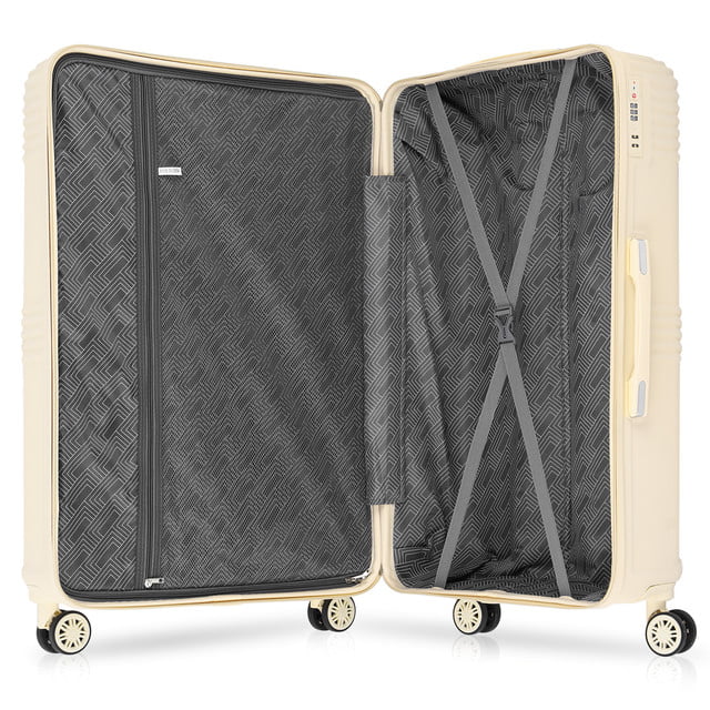 Hikolayae Aden Collection Hardside Spinner Luggage Sets in Beige
