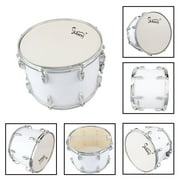 Glarry Student Marching Drum Set with Key, Strap and Two Drumsticks for School Band, White(14 x 10)"