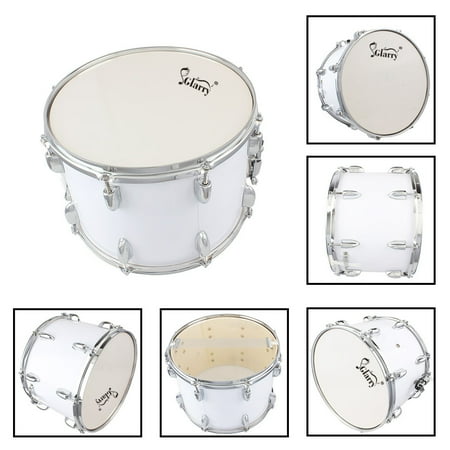 Glarry Student Marching Drum Set with Key, Strap and Two Drumsticks for School Band, White(14 x 10)"