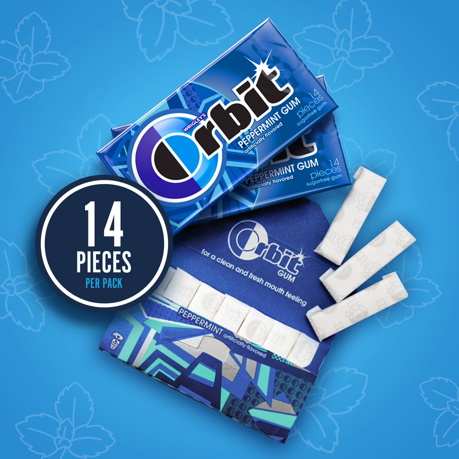 (4 pack) Orbit Peppermint Sugar Free Chewing Gum Travel Essentials - 8 Ct Pack