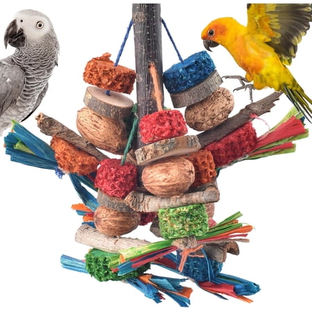 Bird Chew Toys, Natural Bark Corncob Nuts Parrot Toys and Treats for Conure Cockatoo Parakeet Budgies Cockatiel Lovebirds Pets Cage Bite Toy