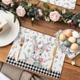 thumbnail image 2 of Flowers Bunny Easter Placemats Set of 12, Eggs Floral Leaves Table Mats Washable Heat-Insulation Non-Slip Place Mats for Kitchen Dinner Table Indoor Outdoor Decor,13x19 Inch White Black Plaid, 2 of 9