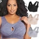 thumbnail image 1 of Sujetador deportivo de algodón puro con fruncido fruncido sin costuras de talla grande para mujer, 1 of 5