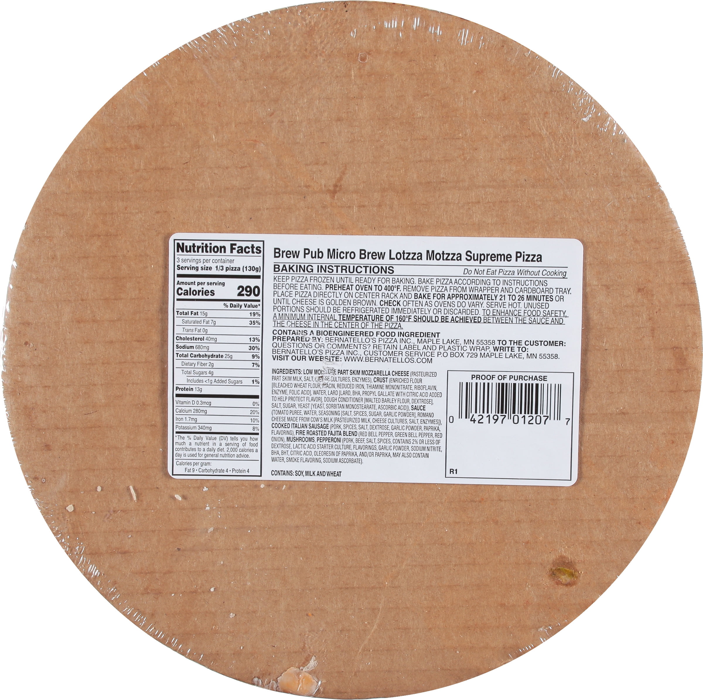 Brew Pub Lotzza Motzza Micro Supreme Frozen Pizza 13.71oz with Wisconsin Cheese
