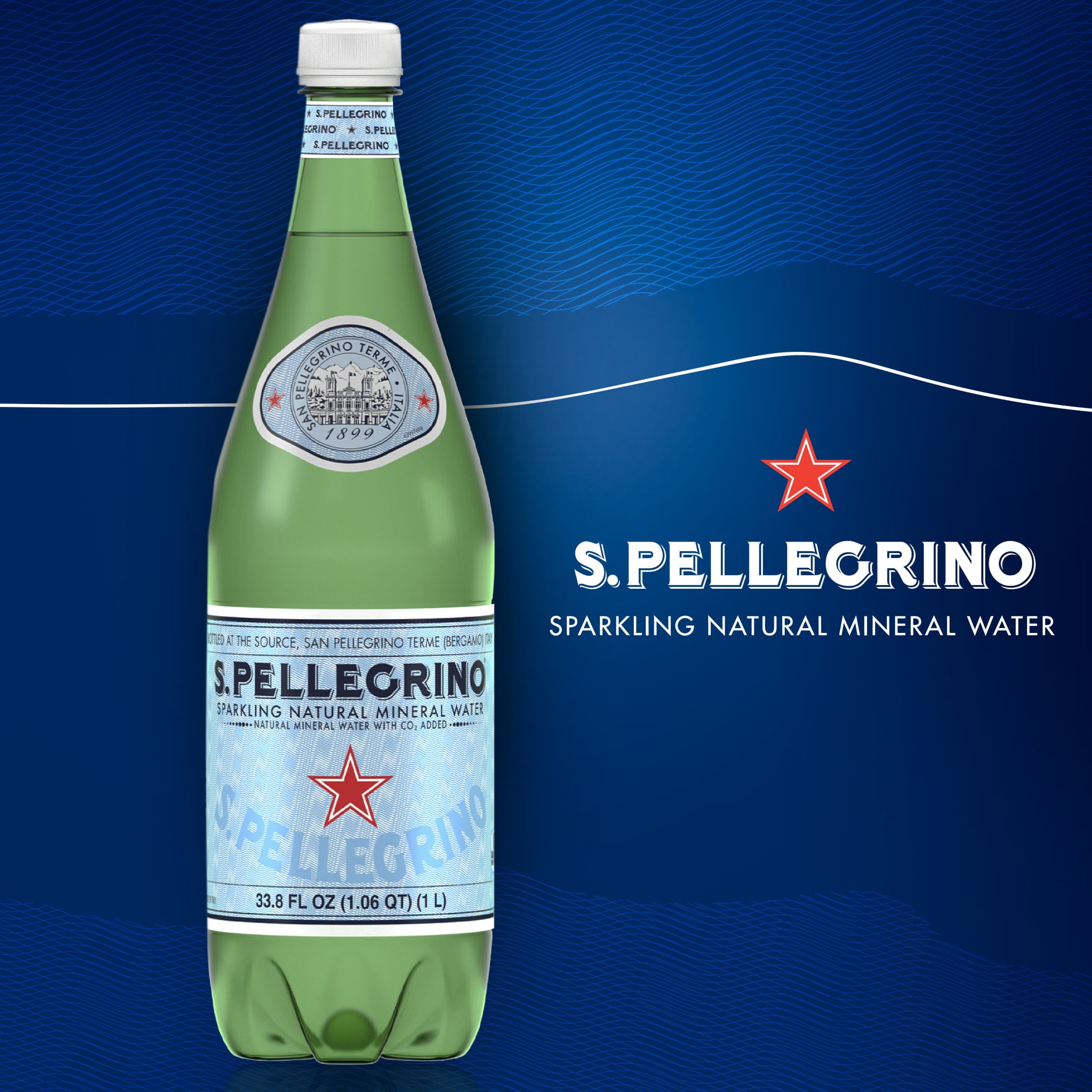S.Pellegrino Sparkling Natural Mineral Water, 1L, 12 Pack Plastic Bottles