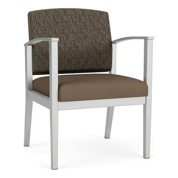 Amherst Steel Reception Waiting Guest Chair / Silver Steel / Brown / Brown