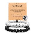 thumbnail image 1 of Pulsera de regalo para pareja, pulsera de acero inoxidable con letras de amor, pulsera de anillo de acero turquesa blanco esmerilado negro, traje, 1 of 1