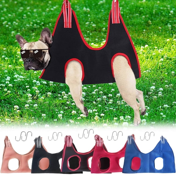 Dog Grooming Hammock for Nail Trimming and Bathing – Cat and Small Medium Dog Restraint Sling with Carabiners, Double Layer Mesh, Home and Vet Use