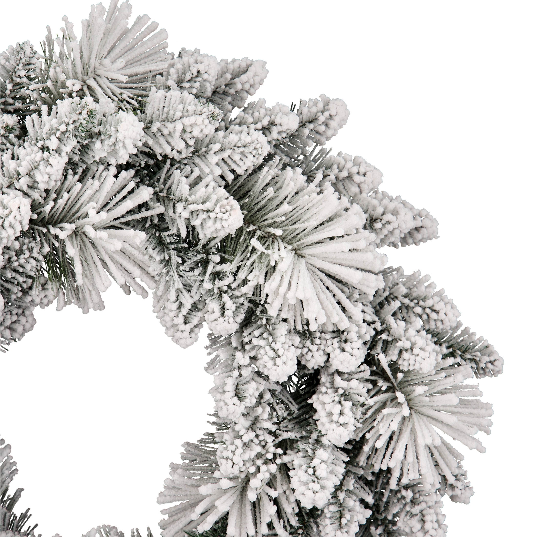 Snow-Flocked Evergreen Artificial Christmas Wreath, Green and White, 24", by Holiday Time