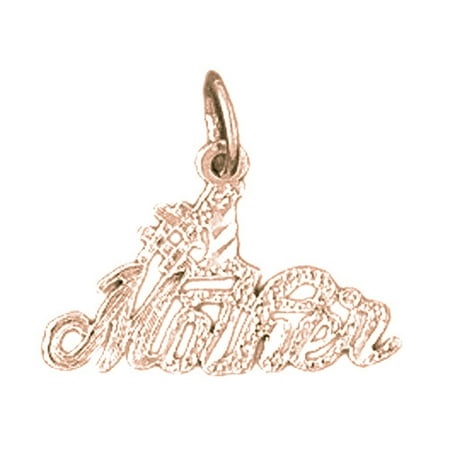 14K Rose Gold #1 Mom Pendant - 16 mm