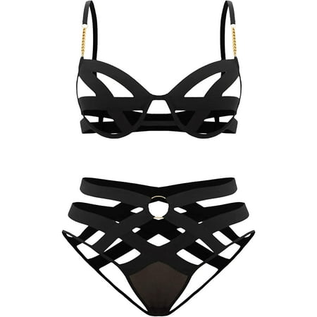

ZWQIANWEXFED Women s Plus Size Cut Out Underwire Lingerie Set Bra and Panty