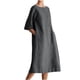thumbnail image 2 of ICHUANYI Clearance Women's Fashion Crewneck Loose Half Sleeve Solid Knee-length Dress(Gray, M) ICHUANYI WER2023080908783, 2 of 7