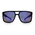 thumbnail image 5 of Mens Color Mirror Mobster Racer Flat Top Plastic Rectangle Sunglasses Black Blue - Blue Mirror, 5 of 8