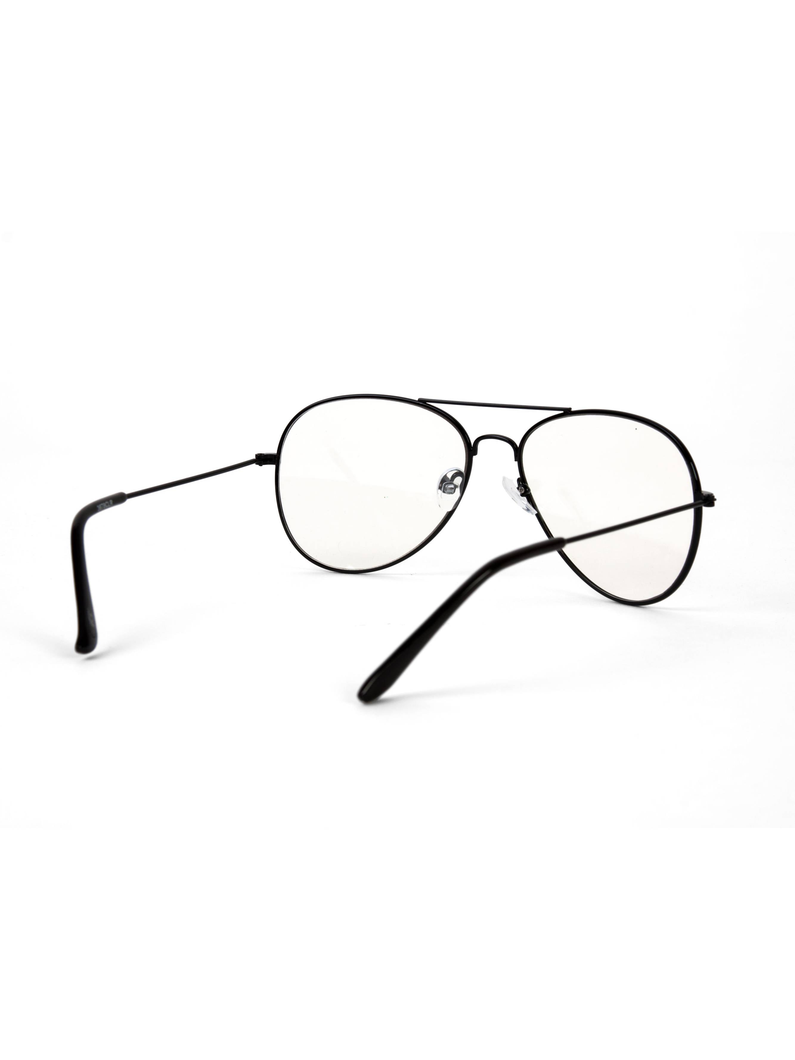 Gravity Shades Black Frame Clear Lens Aviator Sunglass w Micofiber Case