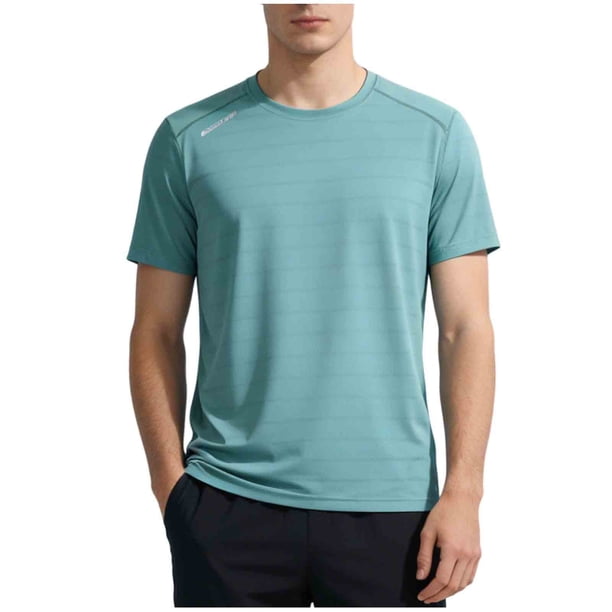 Camiseta Casual de Color Sólido de Hielo-Seda de la Blusa de Manga Corta de los Hombres, Transpirable Suelto Deporte Top para el Gimnasio Y el Uso Diario