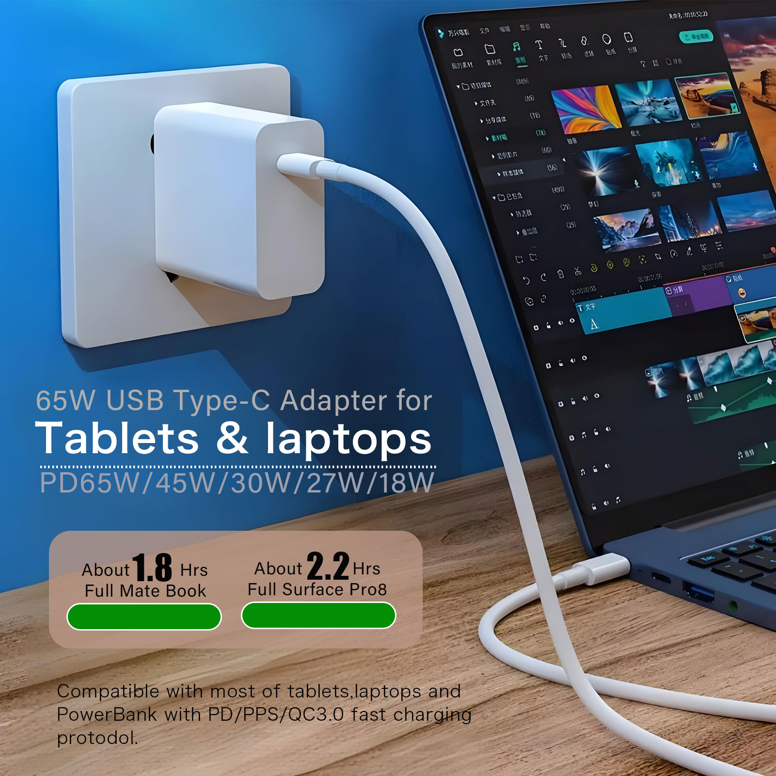 PD65W USB C charger with cable 2m for APPLE iPhone 17 16 15 macbook iPad iPods watch wall charger PPS for Samsung S25 tablet laptop travel adapter SuperVooc fast charger for OnePlus OPPO Realme
