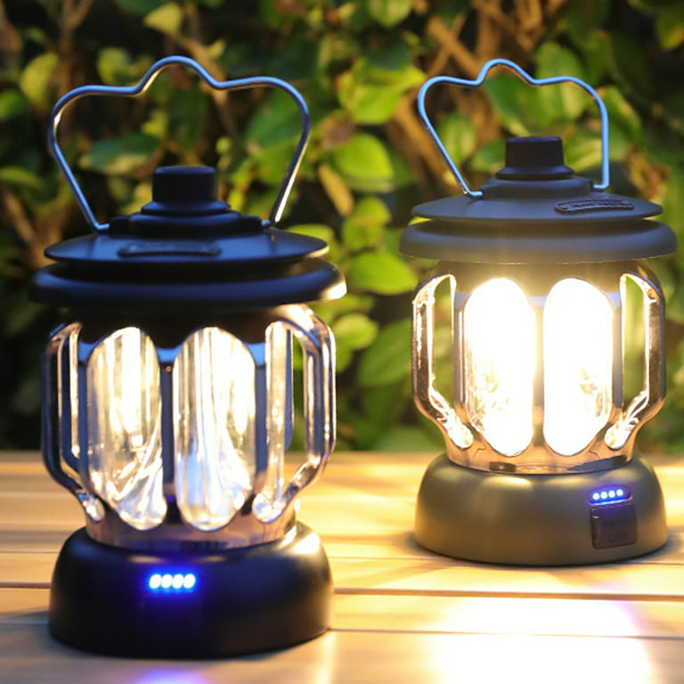 Rechargeable Retro Metal Camping Light, Battery Powered Hanging