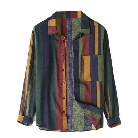 

BESTHUA Men s Linen Shirts Loose Button-down Tops with Long Sleeve Lightweight Breathable Beach Work Dress Shirt for Men