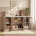 thumbnail image 6 of LAUSAINT HOME 66'' Large Sideboard Buffet Cabinet with Storage, Kitchen Storage with Glass Doors & Adjustable Shelves, Accent Farmhouse Wood Coffee Bar Table for Kitchen, Living Room, 6 of 9