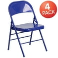thumbnail image 2 of Flash Furniture 4 Pack HERCULES COLORBURST Series Cobalt Blue Triple Braced & Double Hinged Metal Folding Chair, 2 of 11