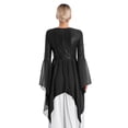 thumbnail image 6 of iiniim Women's Sequins Chiffon Praise Dance Tunic Tops Long Flare Sleeve Worship Church Dance Overlays Black XL, 6 of 6
