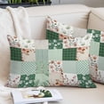 thumbnail image 2 of Boho Spring Floral Throw Pillow Covers, Retro Flowers Plants Patchwork Grid Green Soft Breathable Pillow Cases with Invisible Zipper, Small Pillowcases for Couch Bed Sofa Chair 16x24 Inches, 2 of 9