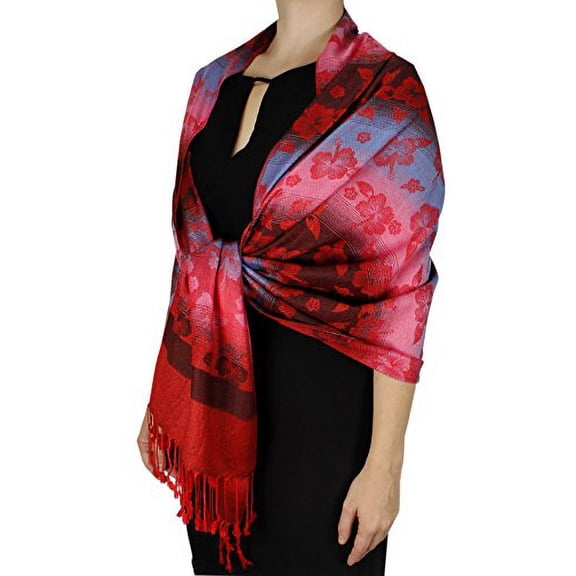 Peach Couture Rainbow Silky Tropical Hawaiian Pansy Pashmina Wrap Shawl Scarf