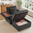 thumbnail image 2 of Muumblus Accent Chair with Storage Ottoman & Side Table, Cozy Lounge Chair with USB, Modern Single Sofa Armchair for Living Room, Gray Corduroy, 2 of 11