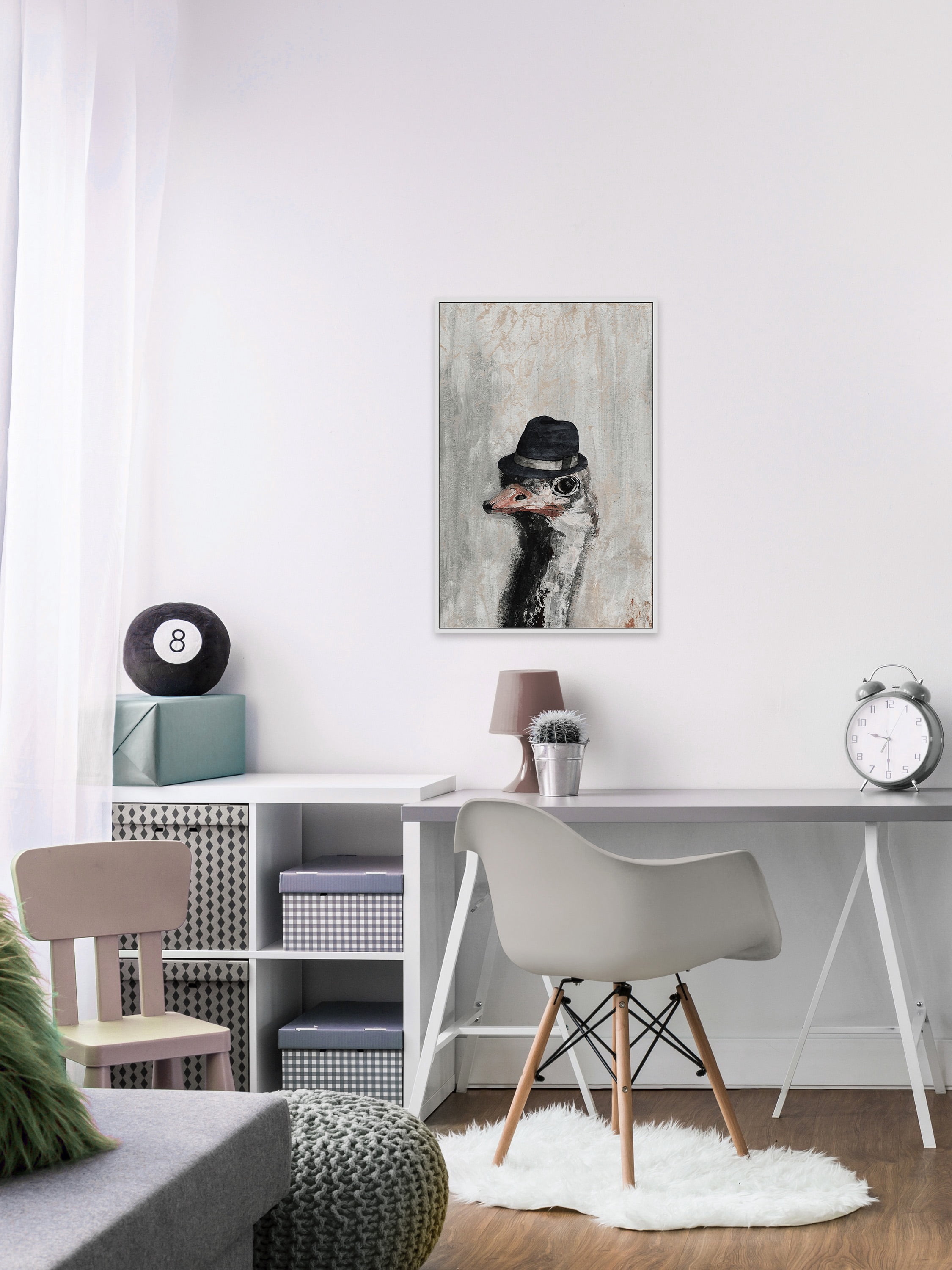 Mister Ostrich Floater Framed Painting Print on Canvas