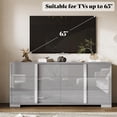thumbnail image 5 of Merluxy 54" W High Gloss 6 Drawers Dressers with Silver Handles, Modern Storage Chest with Wide Tabletop, for Bedroom, Living Room, Adult, Grey, 5 of 10