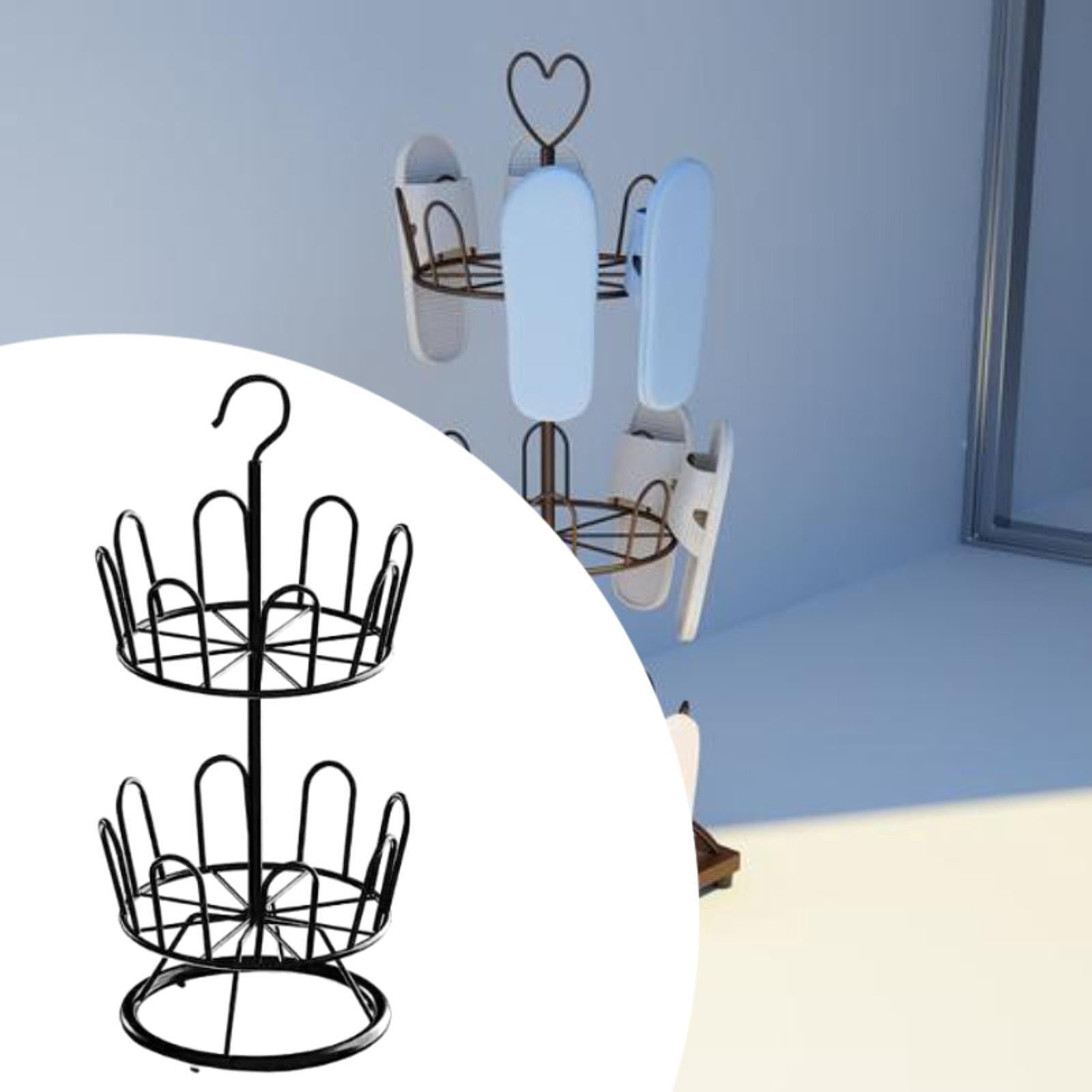 Baoblaze Revolving Shoe Rack Modern Metal Shoe Tree Rack for Apartment Farmhouse Dorm Black 2 Tiers