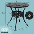thumbnail image 7 of LVUYOYO 31 inch Diameter Outdoor Round Patio Bistro Dining Table Cast Aluminum with Umbrella Hole Conversation Table, 7 of 7