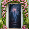 thumbnail image 3 of Gothic Design Halloween Banner Spooky Graveyard Full Moon Haunted Backdrop for Halloween Party Decoration Night Event, 3 of 5
