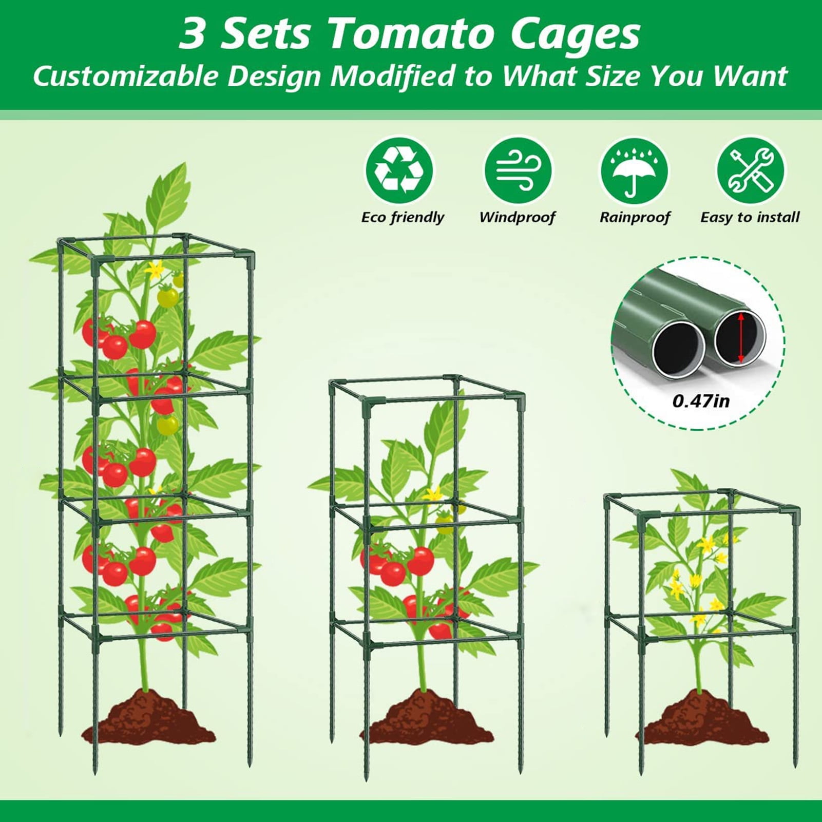 AYYUFE 1 Set Tomato Cage Height Adjustable Easy to Assemble Vertical Climbing Plants Vegetable Trellis Flowers Plant Support Tomato Support Garden Trellis