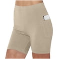 thumbnail image 2 of Akmaiox Workout Shorts for Women High Waist Solid Color Yoga Pants Shapewear Tummy Control Modesty Running Athletic Shorts with Pockets,S-3XL, 2 of 6