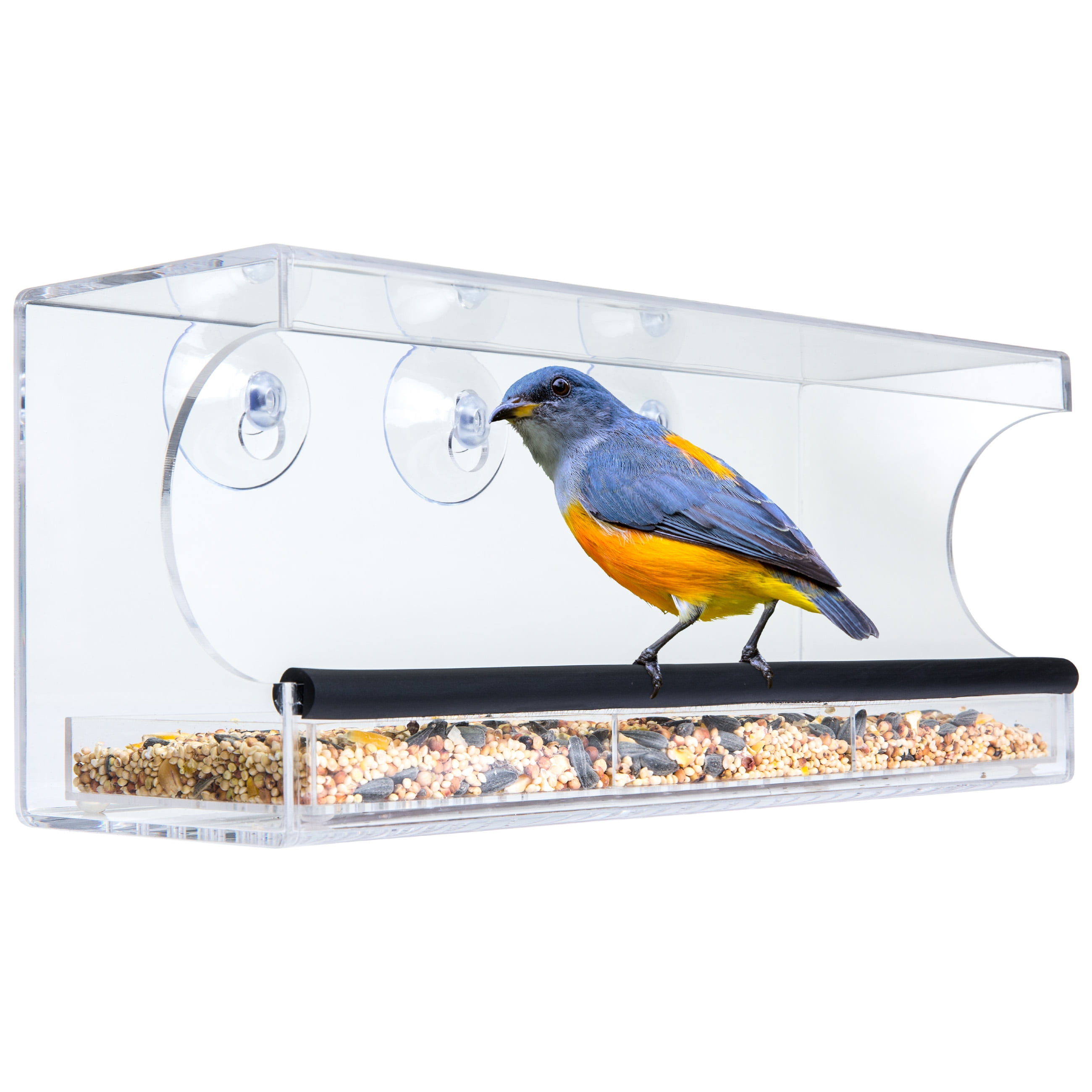 Best Choice Products Extra Wide Acrylic Window Birdfeeder w Padded Perch, Drain Holes, &... by