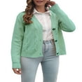 thumbnail image 3 of Women‘s Long Sleeve Cable Knit Sweater Open Front Cardigan Button Loose Outerwear Wheat Yellow S, 3 of 5