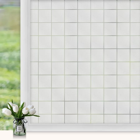 Tripumer Window Privacy Film Adhesive Free Anti-Peep Film Static Square Window Film UV Blocking Shading Film for Home Office Bathroom Kitchen 17.71inches X 6.5 Feet