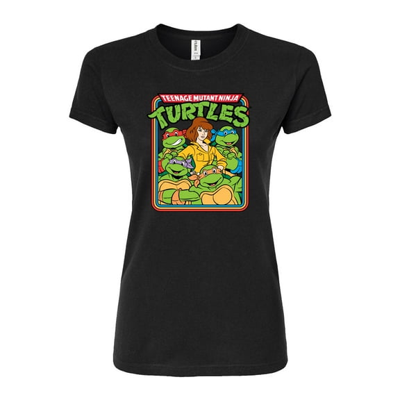 Teenage Mutant Ninja Turtles - Retro Group April - Juniors Fitted Graphic T-Shirt