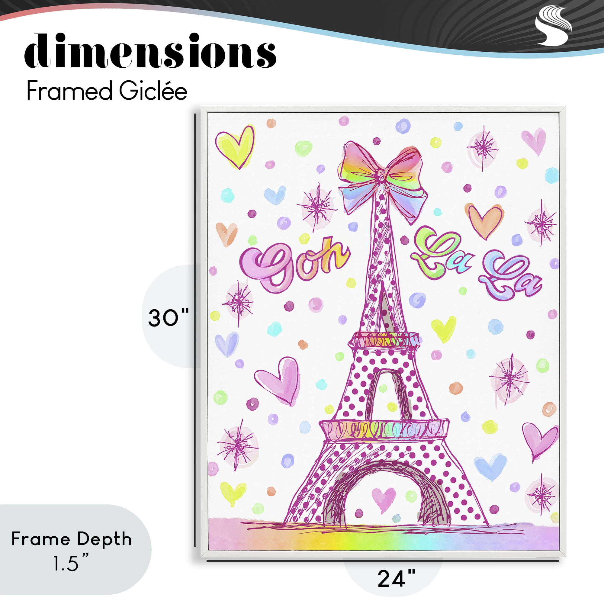 Stupell Industries Bright Pastels Eiffel Tower White Framed Giclee Art, design by Jess Stempel
