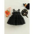 thumbnail image 4 of Wassery Toddler Kids Girls Halloween Dress and Witch Hat Sleeveless Tulle Tutu Princess Dress 2Pcs Cosplay Party Outfits, 4 of 9