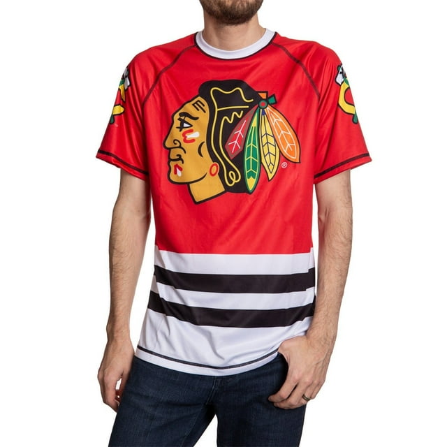 Haut anti-UV à Manches Courtes des Blackhawks de Chicago pour Jour de Match
