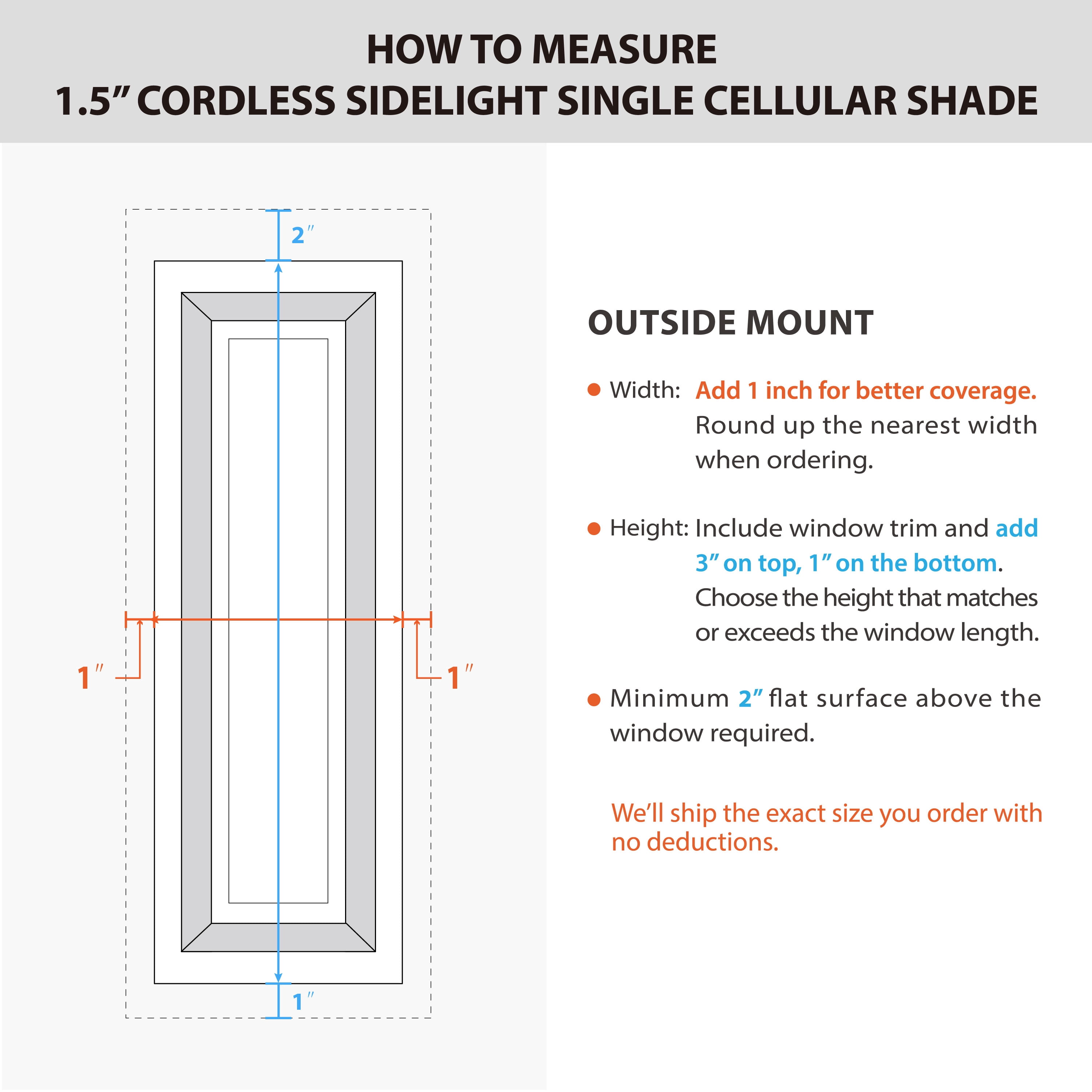 Regal Living Cordless 1.5" Blackout Cellular Sidelight Shade, White - 11.25 in. W x 72 in. L