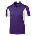 thumbnail image 7 of Yellow Rooster Mens Side Blocked Micropique Sport-Wick Polo Purple/ White L, 7 of 7