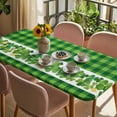 thumbnail image 3 of St. Patrick's Day Table Cloths for 4 Foot Rectangle Tables, Lucky Shamrock Grasses Green Plaid Patio Waterproof Elastic Fitted Tablecloths, Washable Rectangular Table Cover for Camping, 3 of 8