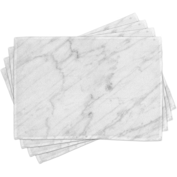 shiyou-Marble Print Place Mats Set of 8, Realistic Paint Mineral Nature Surface Motif Rock Formation Art, Washable Fabric Placemats for Dining Table, Placemat 8 pcs, White and Pale Sage Green
