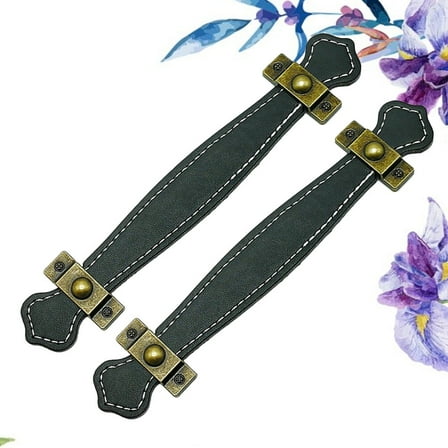 PAMINGONO 2Pcs Black Door Handle with Rectangular Shape for Furniture Handles in Pu Leather